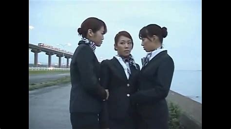 3 japanese lesbian airline stewardess girls kissingand tubes