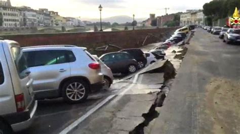 Huge Sinkhole Swallows Cars In Florence Bbc News