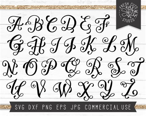 fancy monogram letters svg cut files  cricut fancy alphabet