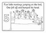 Monkeys Little Five Jumping Colouring Bed Coloring Pages Sparklebox Sheets Nursery Song Monkey Activities Rhyme Book Printable Rhymes Kids Preschool sketch template