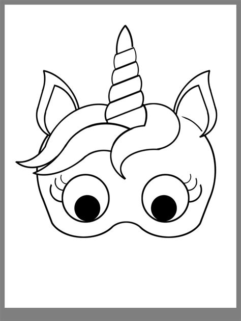 coloring page coloring unicorn mask printable cute picture