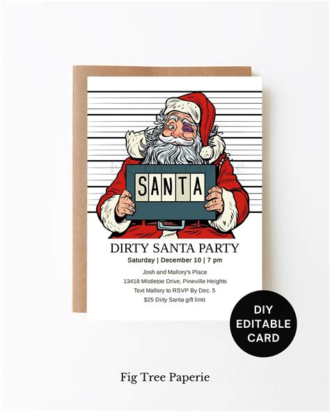dirty santa invitation naughty santa invitation bad santa etsy