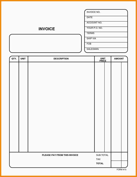 blank billing invoice template  cards design templates