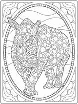 Coloring Pages Adult Rhino Paisley Dover Animal Doodle Book Zentangle Colouring Printable Adults Color Stress Print Doverpublications Wild Rino Voor sketch template