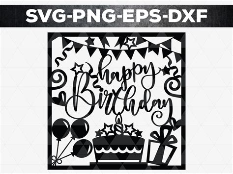 happy birthday svg cut files birthday papercut template diy etsy