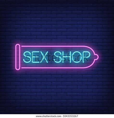 sex shop neon sign pink condom stock vector royalty free 1043353267