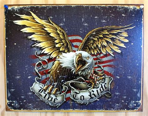 Live To Ride Tin Sign Sturgis Motorcyle Eagle Hd Garage
