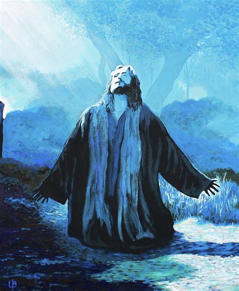 garden  gethsemane jesus praying painting  lance brown pixels