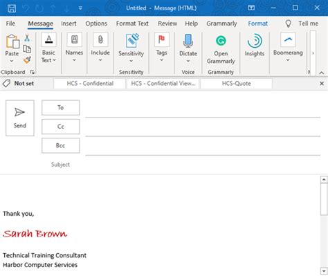 create  outlook template email