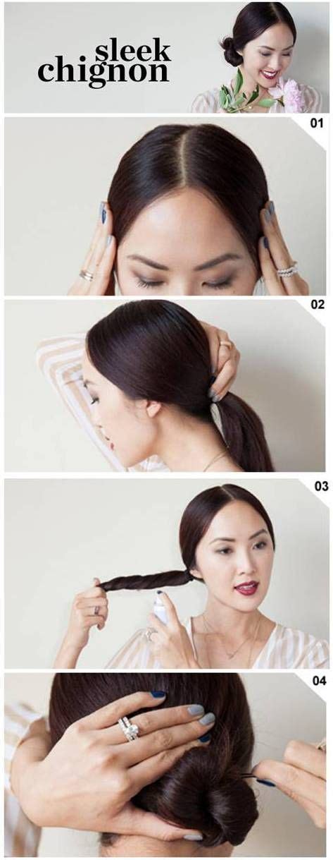 how to sleek chignon bun in 4 easy steps hair styles