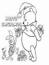 Winnie Coloring Pooh Pages Christmas Xmas Piglet Printable Friends Colouring Print Color Activities Fun sketch template