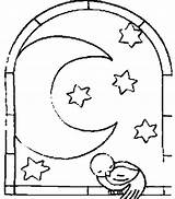 Moon Coloring Stars Night Good Pages Drawing Dibujos Colouring Window Through Getdrawings Coloringhome sketch template