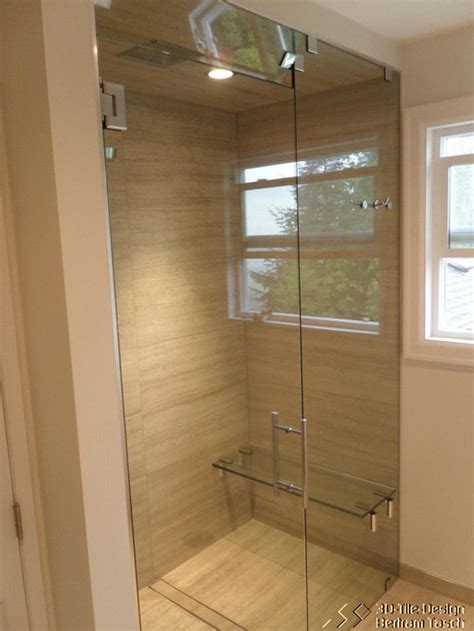 glass shower with bench houzz