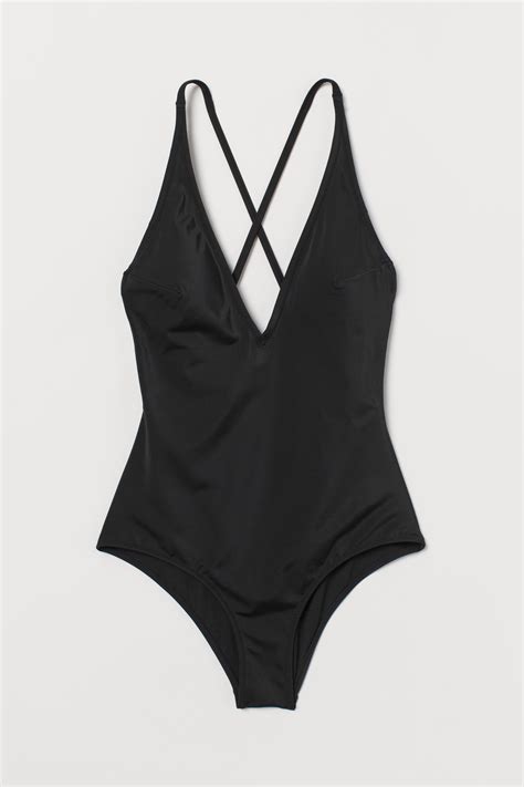 Handm V Neck Swimsuit In Black Lyst