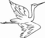 Crane Bird Coloring Drawing Flying Pages Netart Getdrawings sketch template