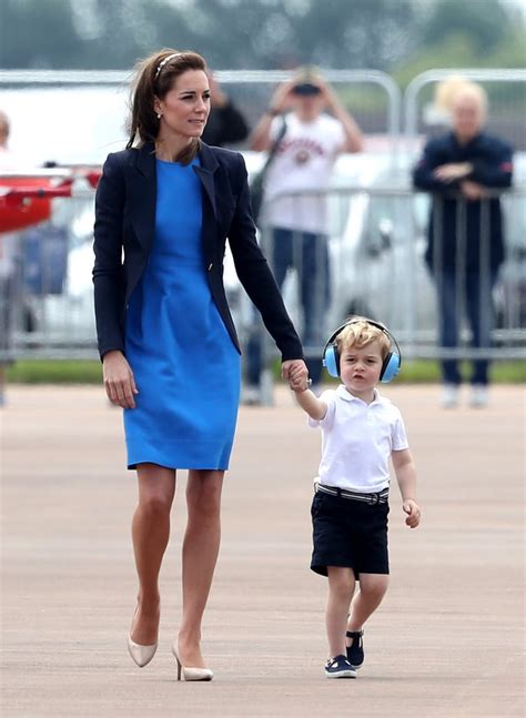 Kate Wore A Navy Blazer Over Her Bright Blue Dress Kate