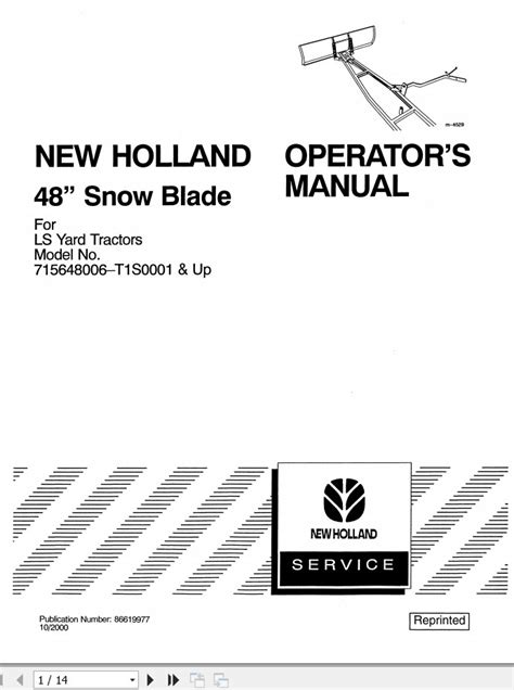 holand yard tractor   snow blade  operators manual