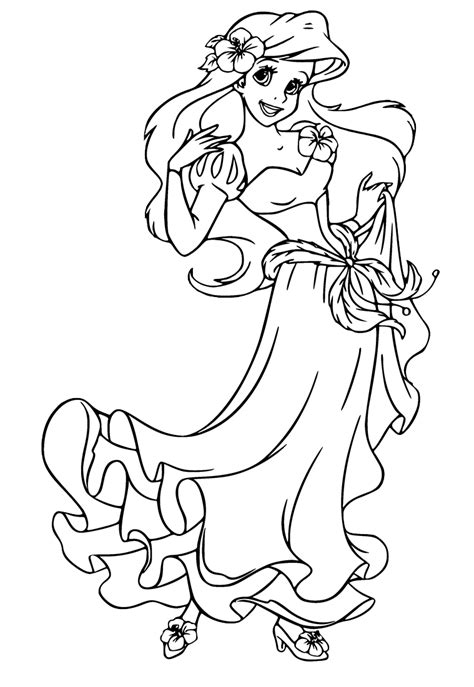 ariel  pretty dress coloring page  printable coloring pages