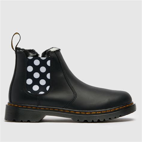 dr martens black white  leonore boots youth shoefreak