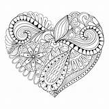 Coloring Pages Heart Adult Hearts Adults Valentines Zentangle Valentine Colouring Printable Print Color Illustration Stress Anti Painting Drawn Hand Vector sketch template