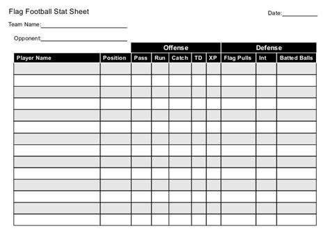 football stat sheet