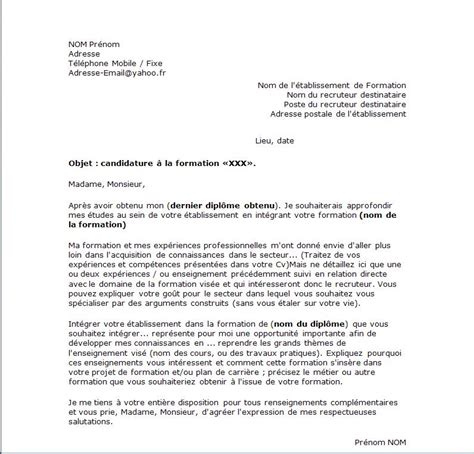 exemple de lettre de motivation type pour une formation exemples de cv