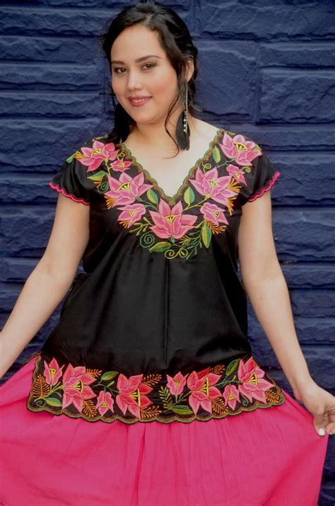 Vibrant Hot Pink Mexican Embroidered Blouse Huipil Tunic From