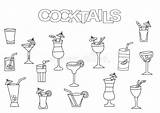 Outline Hand Cocktail sketch template