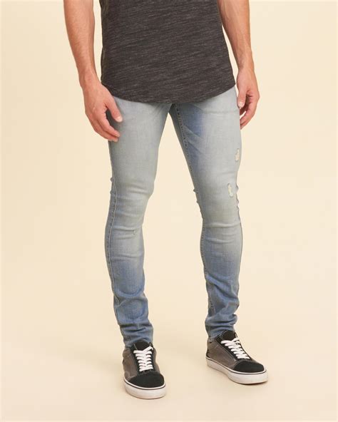 lyst hollister extreme skinny jeans in blue for men