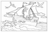 Pirate Ship Coloring Kleurplaat Pages Piraten Piraat Printable Kleurplaten sketch template