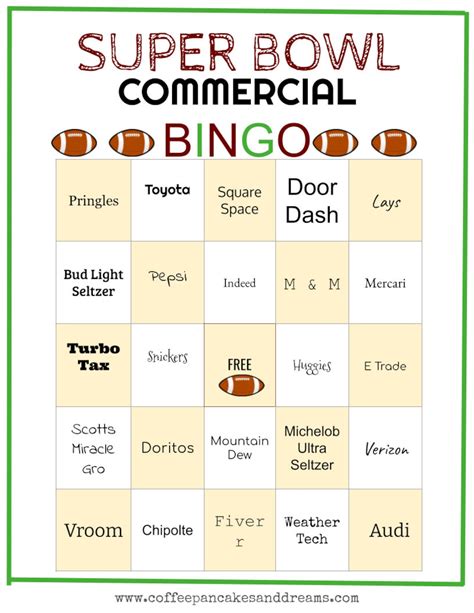 updated  super bowl commercial bingo game cards set   etsy