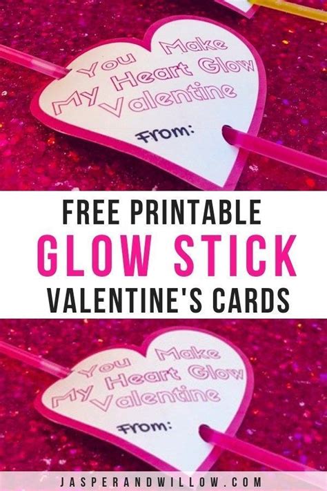 valentine template printable card  kids glow stick valentine