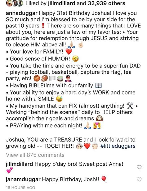 Anna Duggar S Gushing Birthday Post For Sex Pest Josh Duggar On 31st