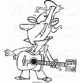 Guitarist Winking Outlined Toonaday Vecto Leishman Ron sketch template