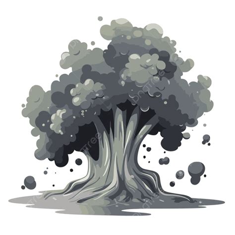 ilustrasi clipart abu pohon  kotoran  atasnya kartun vektor