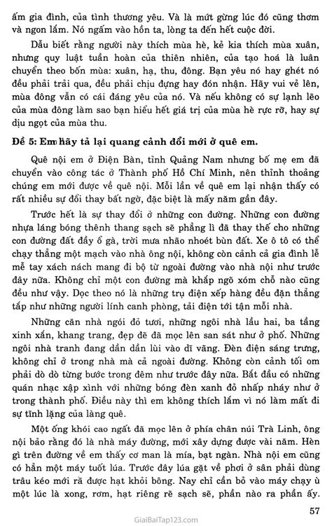 Soạn Văn 6 Viết Bài Tập Làm Văn Số 5 Văn Tả Cảnh Làm ở Nhà