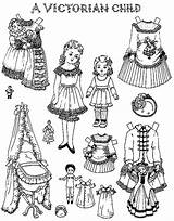 Victorian Pages Coloring Doll Dress Child Children Sky Kids sketch template