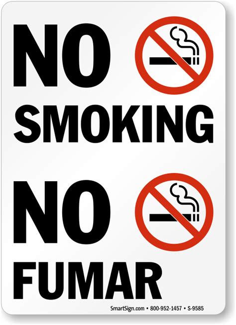 bilingual  smoking  fumar sign highly durable sku
