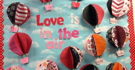love is in the air hot air balloon valentines day bulletin board febrero pinterest kind