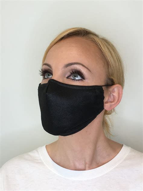 premium face mask  women black polypropylene face mask filter pocket triple layer