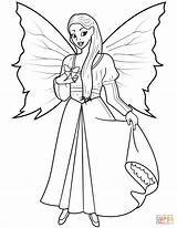 Coloring Fairy Butterfly Pages Printable Paper Drawing sketch template