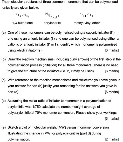 molecular structures   common monomers