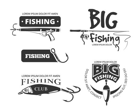retro fishing club vector badges labels logos emblems  microvector