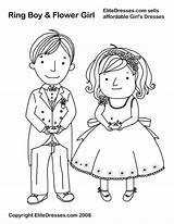 Coloring Pages Flower Girl Wedding Printable Boy Girls Ring Bearer Dress Bride Groom Dresses Adults Clipart Kids Sheets Customized Colour sketch template