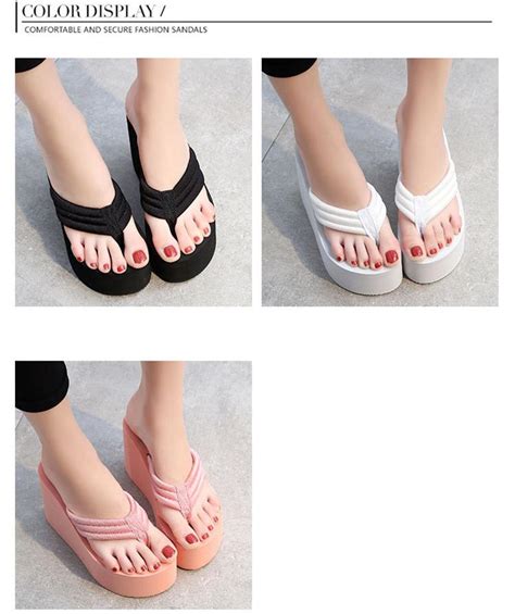 2019 new heels slipper shoes woman summer sandals flip flops super high heel beach wedges