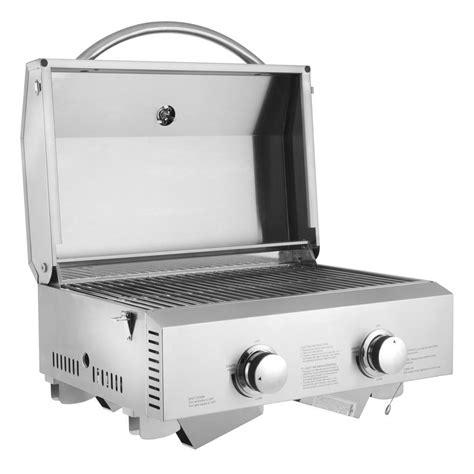 Portable Outdoor Tabletop Stainless Steel 2 Burner Propane Gas Bbq