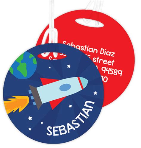 rocket launch kids luggage tags  spark spark