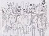 Animatronics Puppets Freddy Mangle Naf Bonnie Foxy sketch template