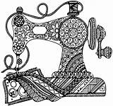 Zentangle Mandala Sewing Machine Coloring Choose Board Drawing sketch template