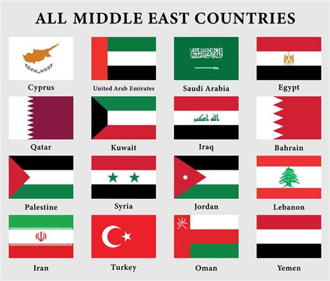 set  middle east countries flags   flag collection illustration